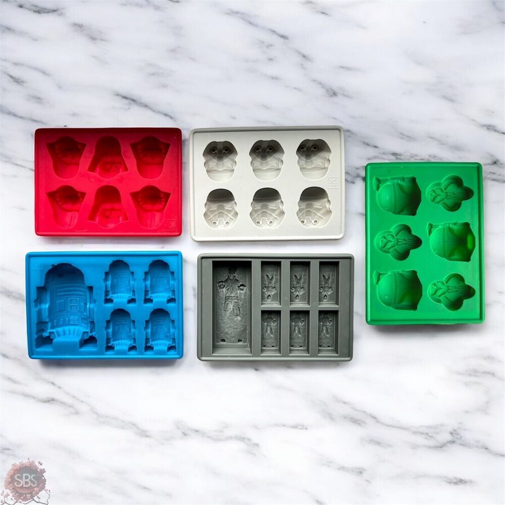 Star Wars Silicone Ice Trays R2-D2 Darth Vader Stormtrooper Candy Molds Set of 5